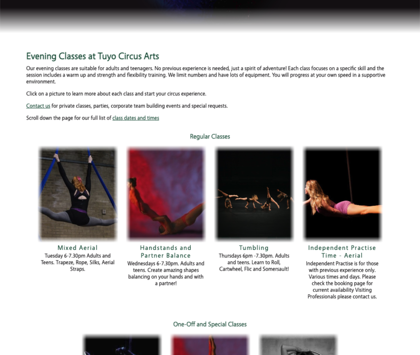 Once created, class-types are shown on the appropriate page